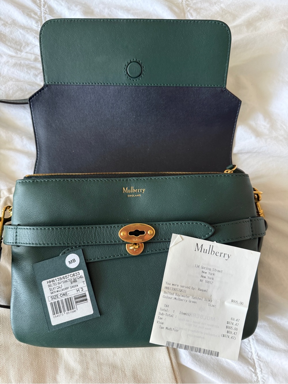 Mulberry Belted Bayswater Satchel - Mulberry Green Leather - Excellent Cond. - Picture 12 of 12